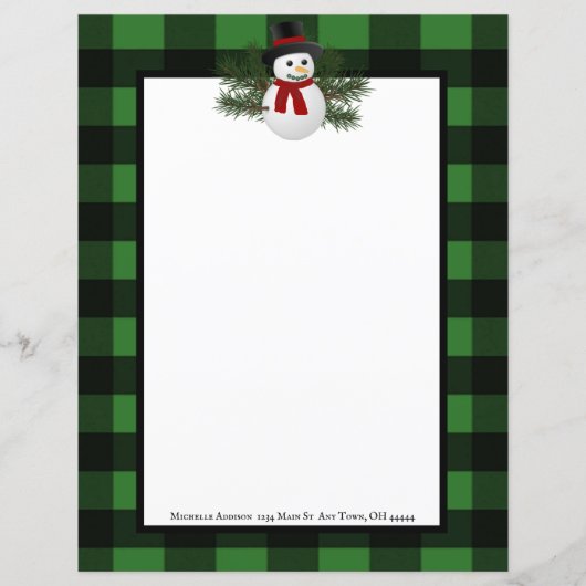 Souriant Snowman Buffalo Papier Plaid (Devant)