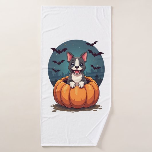 Sourire de Pitbull de citrouille (Serviette de bain)