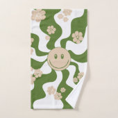 Sourire en blanc, sable et vert palme (Serviette à main)