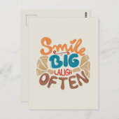 Sourire grand rire souvent : Carte postale joyeuse (Devant / Derrière)