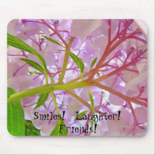 Sourire! Rires! Amis! tapis de souris Hydrangeas