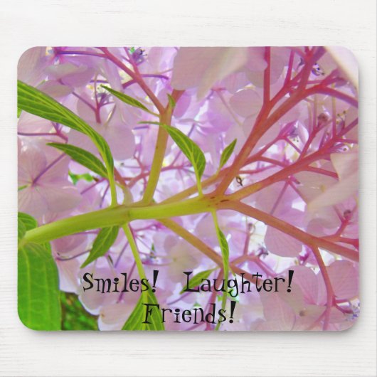 Sourire! Rires! Amis! tapis de souris Hydrangeas (Devant)