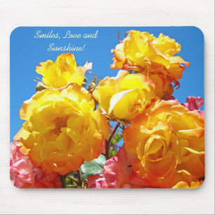 Sourires Amour Soleil tapis de souris Fleurs Rose