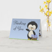 Sourires de pingouin pensant à vous carte d'espoir (Fleur jaune)