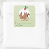 Souris appréciant le Pudding de Noël - Autocollant (Sac)