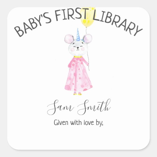 Souris aquarelle - étiquette de bibliothèque (Devant)