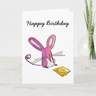 Souris avec carte d'anniversaire au fromage