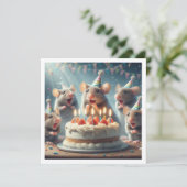 Souris avec casquettes de fête, invitation d'anniv (Debout devant)