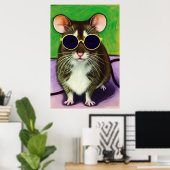 Souris avec lunettes de soleil | AI Art Poster (Bureau à domicile)