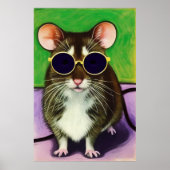 Souris avec lunettes de soleil | AI Art Poster (Devant)