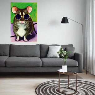 Souris avec lunettes de soleil   AI Art Poster
