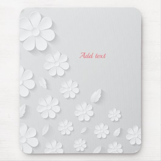 Souris Blanc sur motif floral blanc modèle, tapis de sour (Devant)