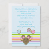 Souris Bleue 1er Anniversaire Fête Invitation (Dos)