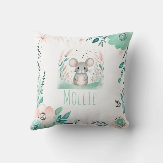 Souris Boho sur mesure Coussin Pastel Green (Verso)