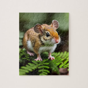 Souris Brune Sur Une Feuille De Fougère, Puzzle