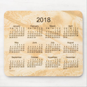 Souris Calendrier 2018 en soie d'or par le tapis de