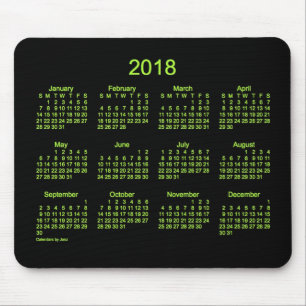 Souris Calendrier 2018 vert au néon par le tapis de