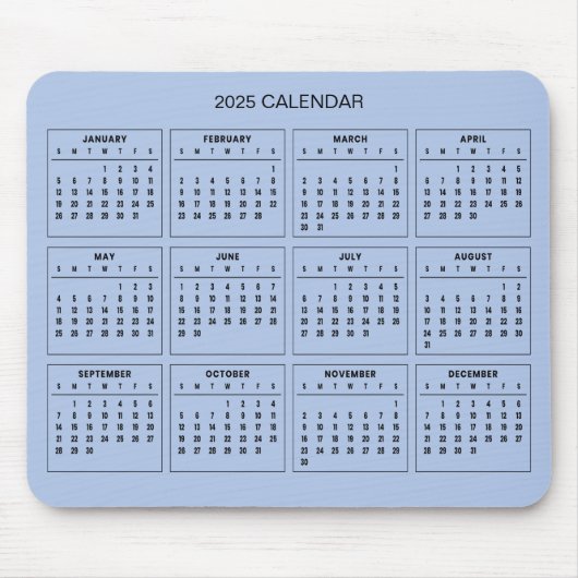 Souris Calendrier 2025 simple mais élégant | Tapis de sou (Devant)