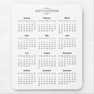 Souris Calendrier 2025 simple mais élégant   Tapis de sou