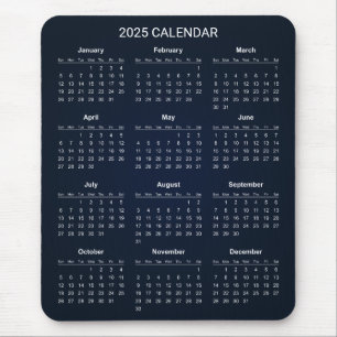 Souris Calendrier 2025 simple mais élégant   Tapis de sou
