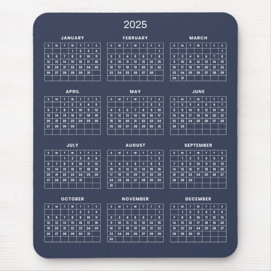 Souris Calendrier 2025 simple mais élégant | Tapis de sou (Devant)