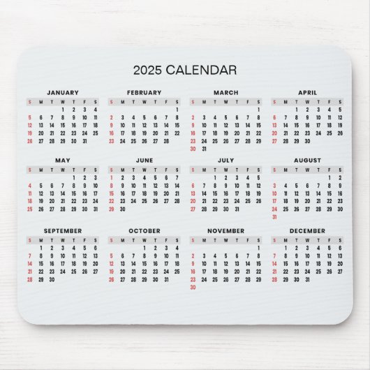 Souris Calendrier 2025 simple mais élégant | Tapis de sou (Devant)