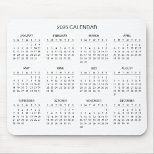 Souris Calendrier 2025 simple mais élégant   Tapis de sou