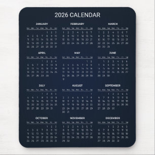 Souris Calendrier 2026 Simple mais Élégant   Tapis de sou
