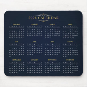 Souris Calendrier 2026 Simple mais Élégant   Tapis de sou
