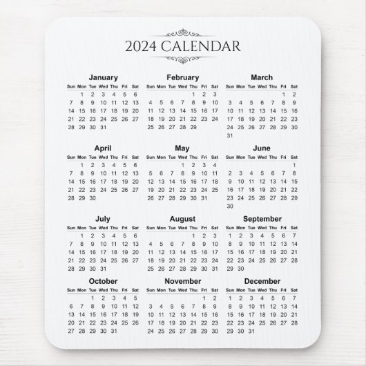 Souris Calendrier élégant et simple pour 2024 | Tapis de (Devant)