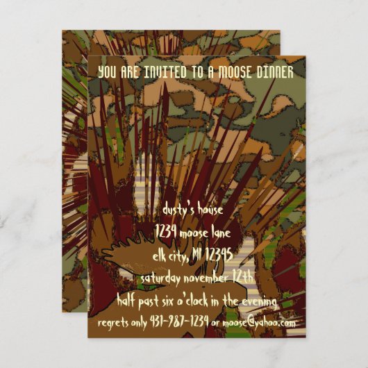 Souris Camouflage Dîner Invitations (Devant / Derrière)