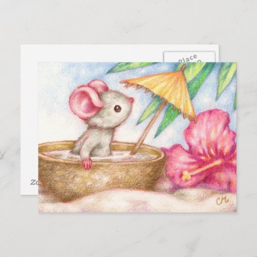 Souris - Carte postale Art Plage (Devant / Derrière)