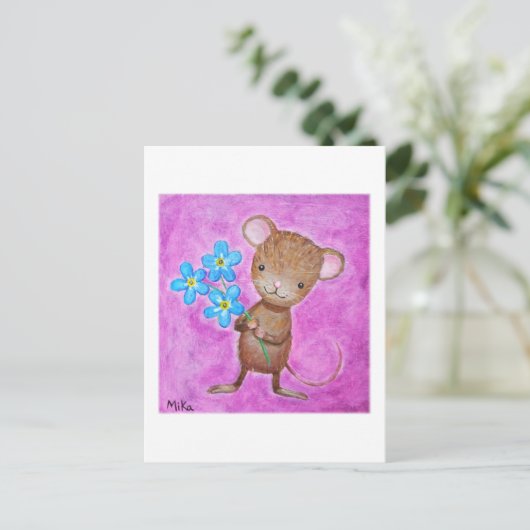 Souris Carte postale Cute Souris Oubliez-moi pas F (Debout devant)