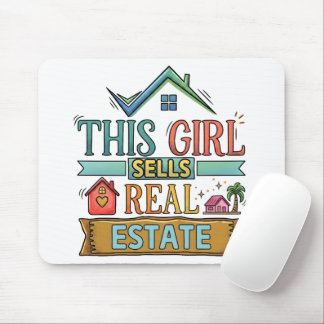 Souris Cette fille vend des biens immobiliers Tapis de so