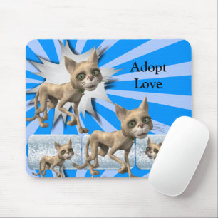 Souris Chats Blue Cat Adoption Pad Souris! Tapis de souri