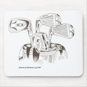 Souris Clubs de golf dans noir et le blanc - tapis de