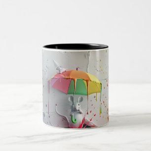 Souris colorée avec parapluie - Mug 3D
