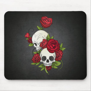 Souris Crânes florales Dia de los Muertos   Tapis de sour