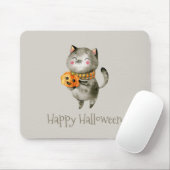 Souris Cute Halloween Chat avec Citrouille | Tapis de sou (Avec souris)