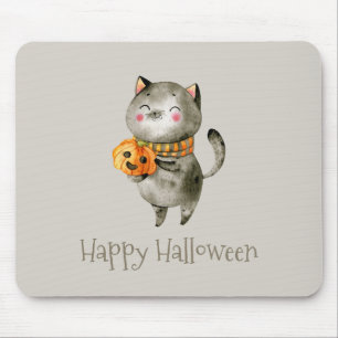 Souris Cute Halloween Chat avec Citrouille   Tapis de sou