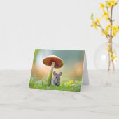 Souris Dans La Carte Pluie Note (Fleur jaune)