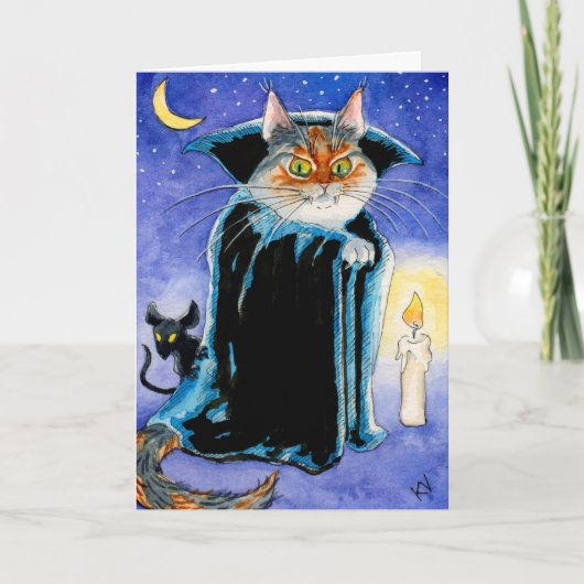 Souris de chat Nosferatu Vampire Carte Halloween (Devant)