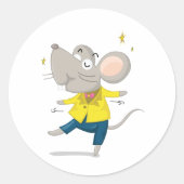 Souris De Danse En Sticker Rond Classique Jaune (Devant)
