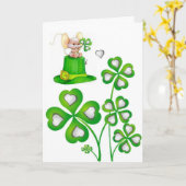 Souris de la carte de voeux de la Saint Patrick (Fleur jaune)