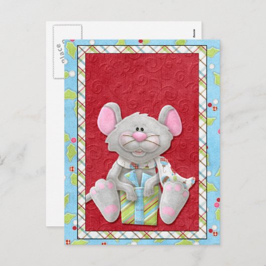 Souris de Noël avec Cartes de fin de année cadeaux (Devant / Derrière)