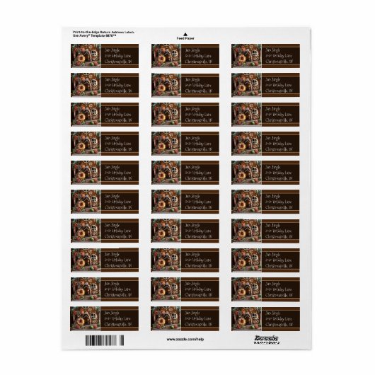 Souris d'épices Étiquette de Noël (Feuille entière)