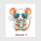 Souris drôle à boire autocollant (Feuille)
