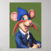 Souris en bleu veste et beanie | AI Art Poster (Devant)