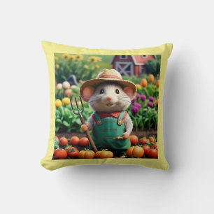 Souris fermier mignonne dans son oreiller de jardi