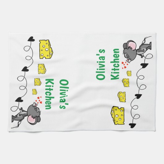 Souris Fromage Coeurs Cuisine Serviette à main (Horizontal)